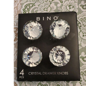 Bino Crystal Drawer Knobs 4, New In Package, Brushed Nickel, Includes Screws